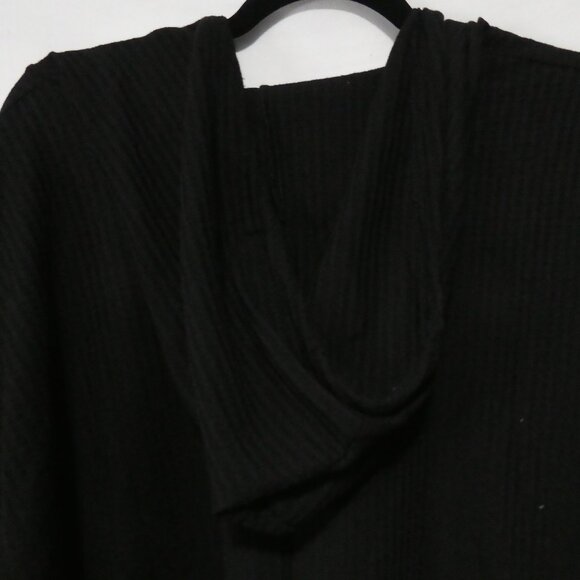 Unbranded | P2P 23 inches measured | Ribbed Black Hooded Pullover | White Stripe - Picture 11 of 15